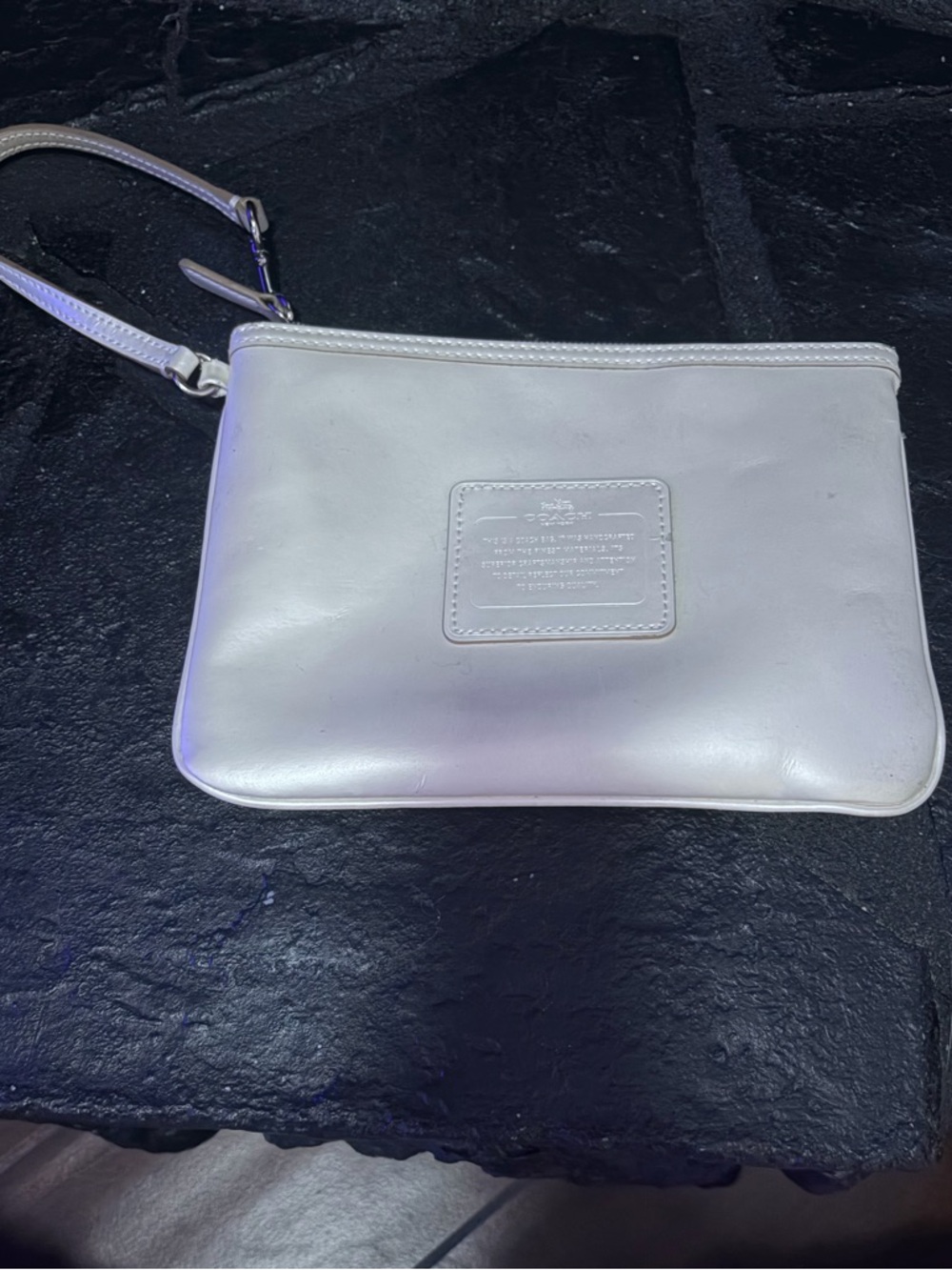 Coach White/Pearl Wristlet Clutch with Wrist Strap